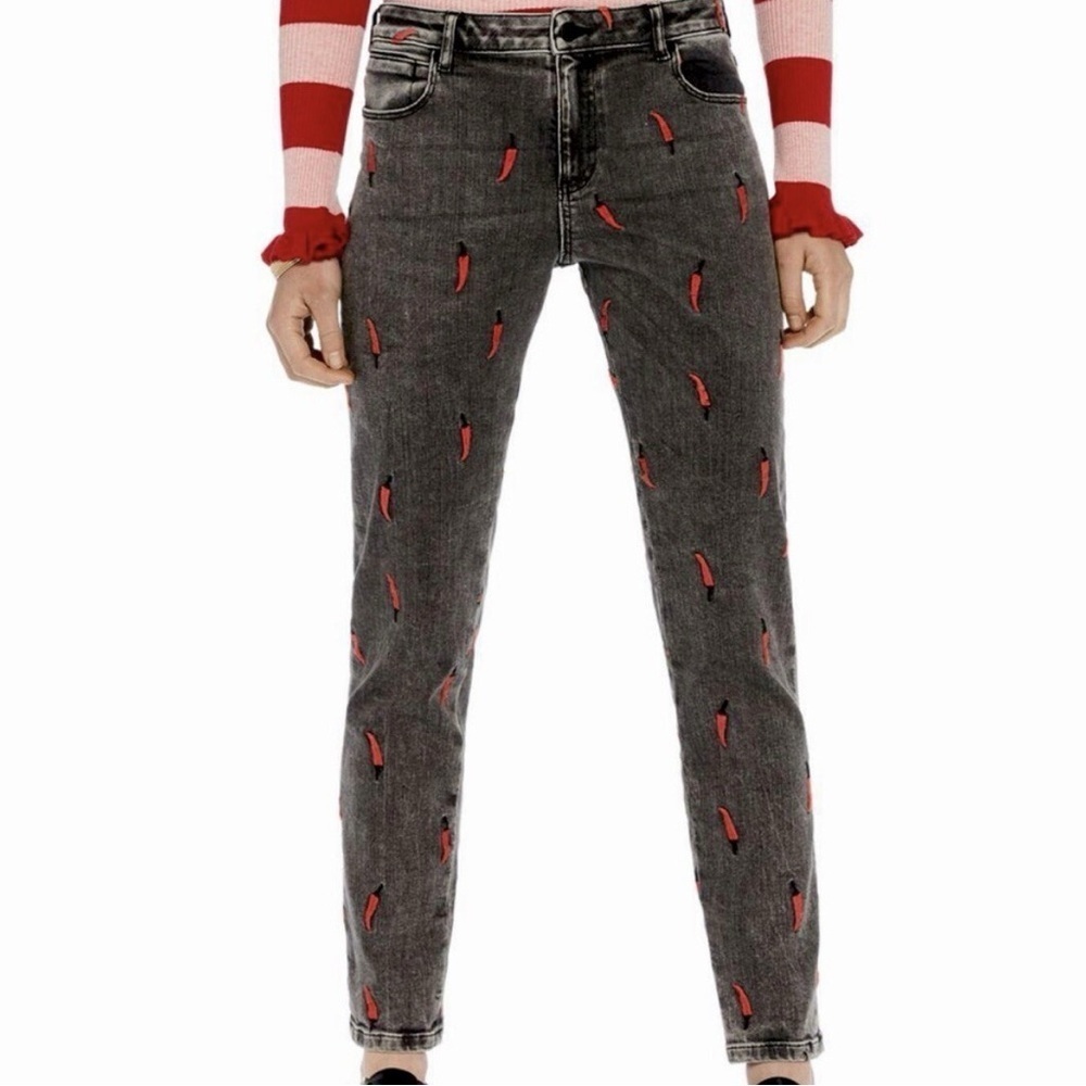 Scotch & Soda Bon Appetite Pepper Chile Embroidered Slim Boyfriend Jeans Size 25